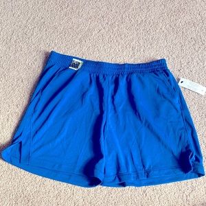 Women’s blue athletic shorts.